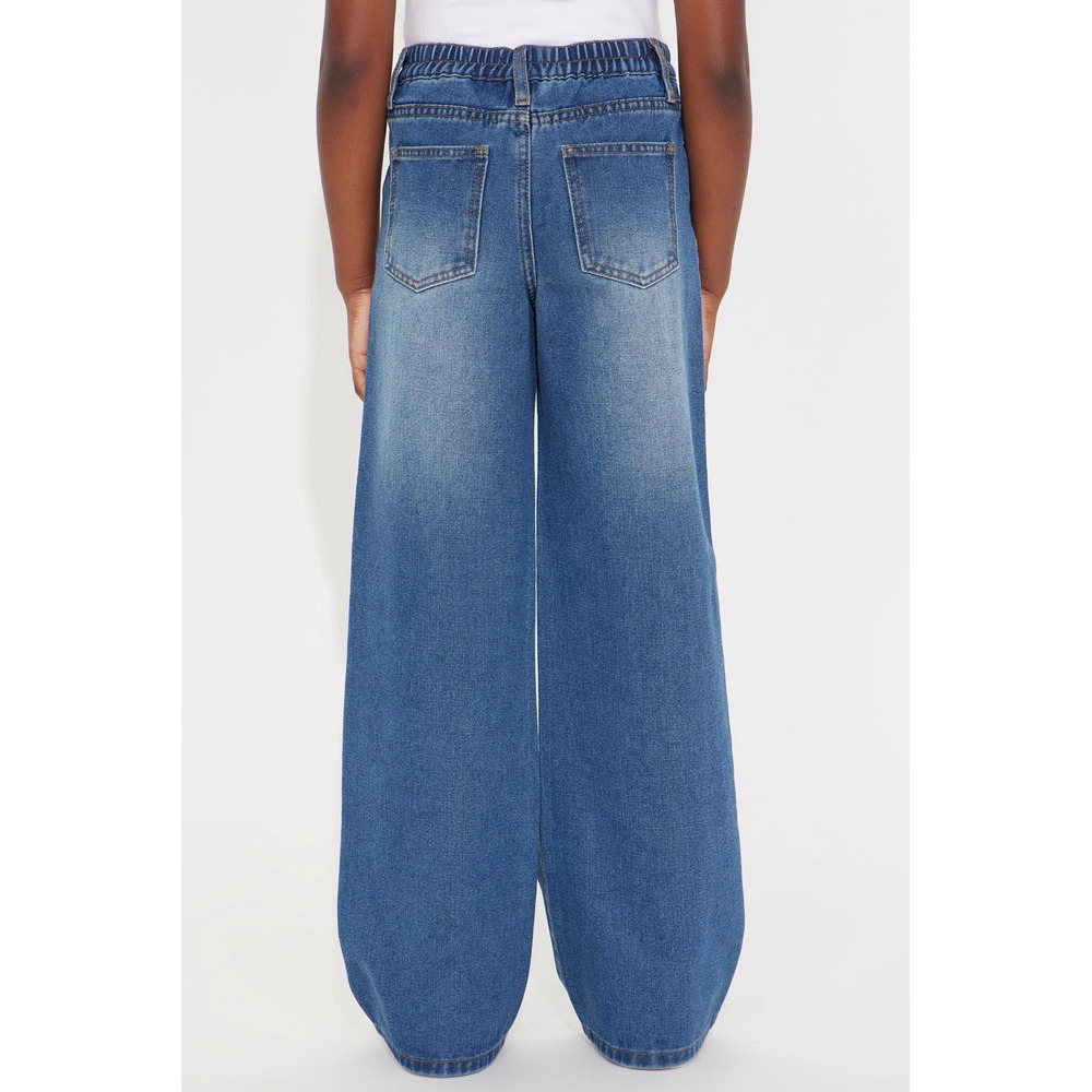 Womens Wide Leg Heart patchwork Denim Jeans Medium Wash Y2K Coquette Size Small - Picture 3 of 13